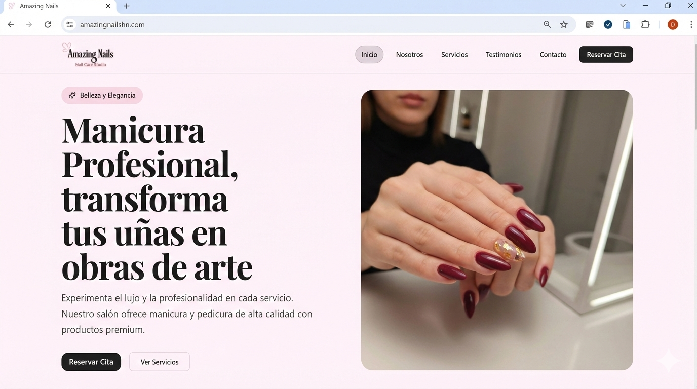 Sitio web AmazingNails con sistema de agendamiento de citas